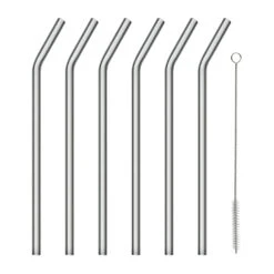 Blomus Sala Glass Straw With Bend And Brush Ø20 Cm 6-pack