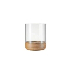 Blomus Lanto Hurricane Lamp With Wood Base